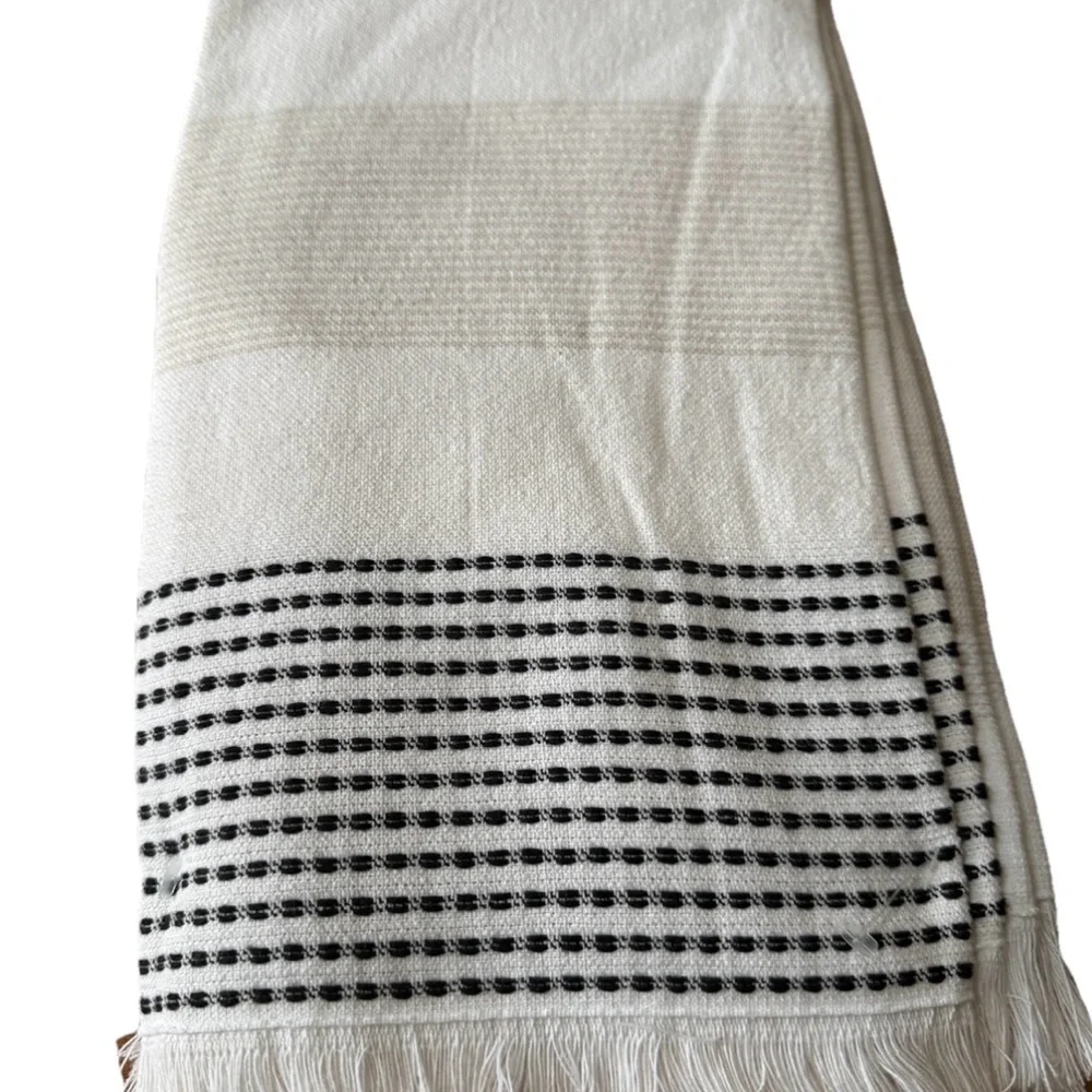 Kitchen Towels Set of 3 Oversized 20 x 30in 100% Turkish Cotton, Black White